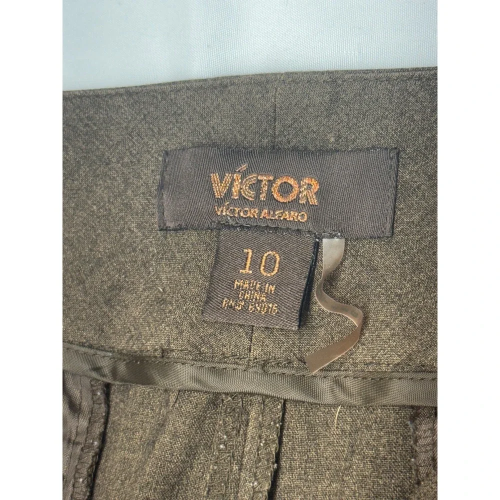 Victor Victor Alfaro Brown Wide Leg Dress Pants Trouser Size 10 Business Formal